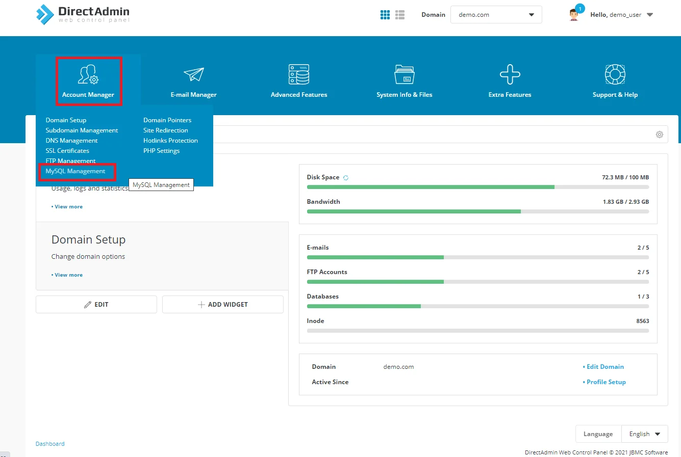 ساخت پایگاه داده در دایرکت ادمین