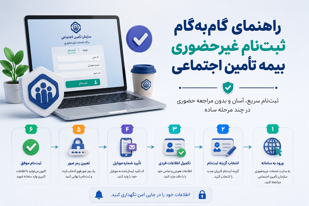 راهنمای گامبهگام ثبتنام غیرحضوری بیمه تامین اجتماعی