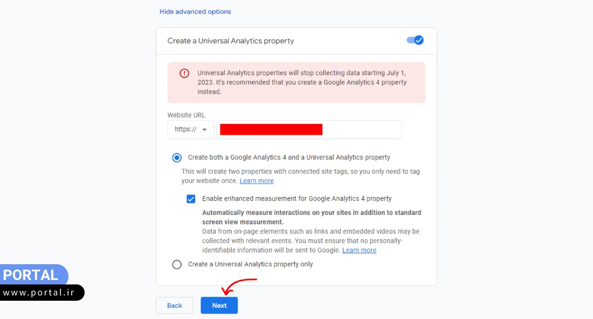 هایلایت گزینههای بخش Show advanced option