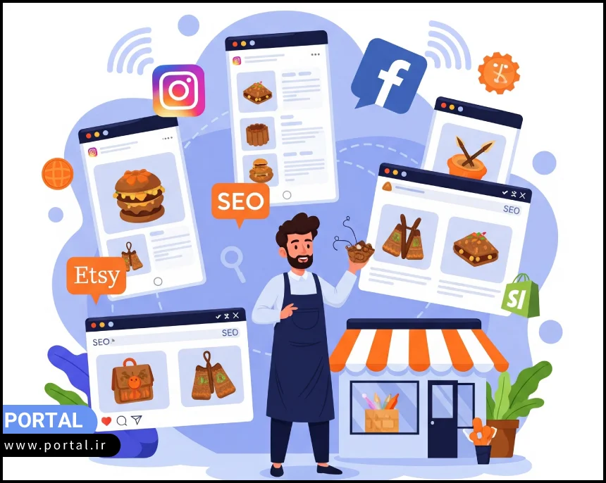 استراتژی‌های بازاریابی برای فروش آنلاین صنایع دستی- عکس کارتونی