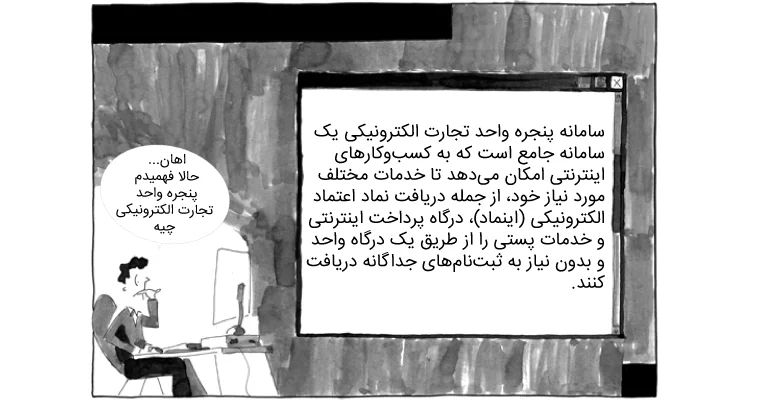 تعریف پنجره واحد تجارت الکترونیکی - کاریکاتور