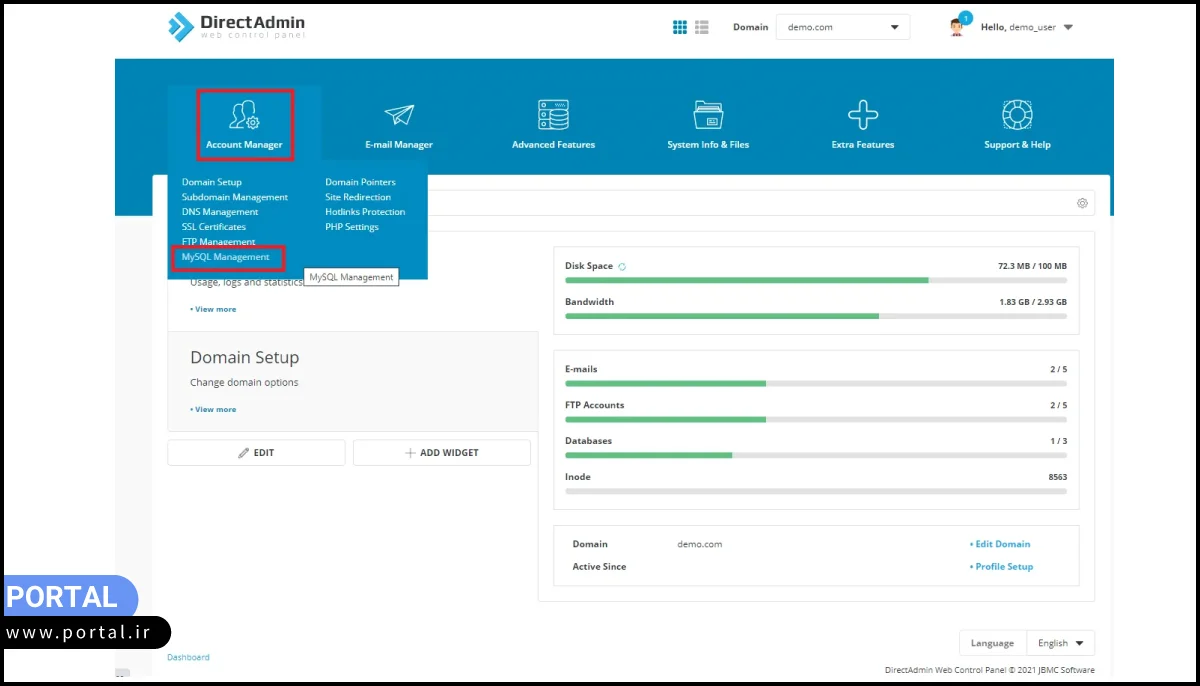 اکانت مدیر یا گزینه Account Manager