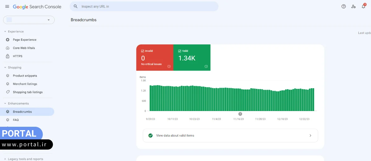 آمار بردکرامب سایت در سرچ کنسول