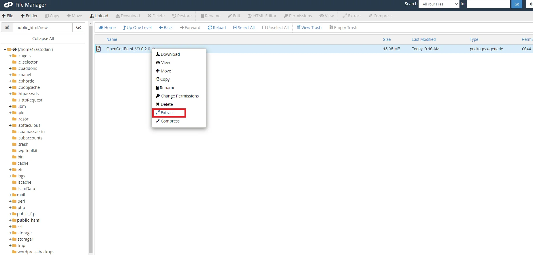 خارج کردن فایل اپن کارت از حالت فشرده