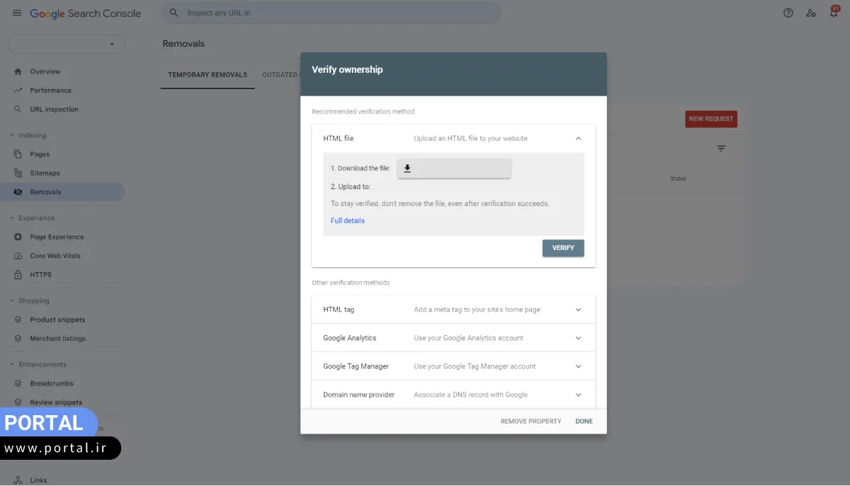 روش‌های تأیید حساب کاربری سرچ کنسول