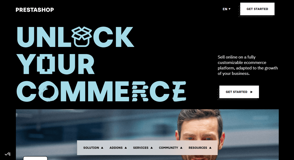 اسکرین‌شات از صفحه اصلی PrestaShop