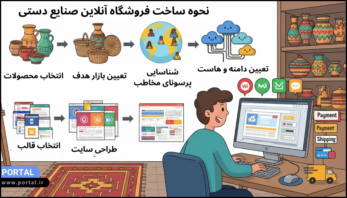 راه‌اندازی فروشگاه آنلاین صنایع دستی - عکس کارتونی