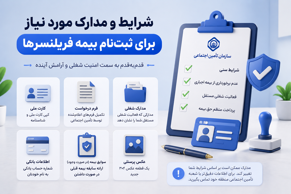 شرایط و مدارک مورد نیاز برای ثبتنام بیمه فریلنسرها