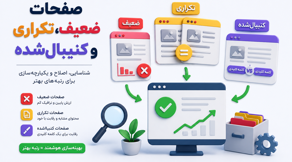 صفحات ضعیف، تکراری و کنیبال‌شده را شناسایی کنید