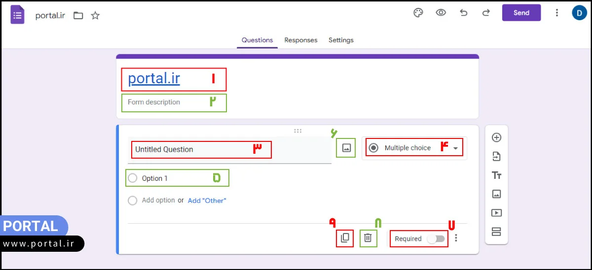 توضیحات بخشهای مختلف گوگل فرم