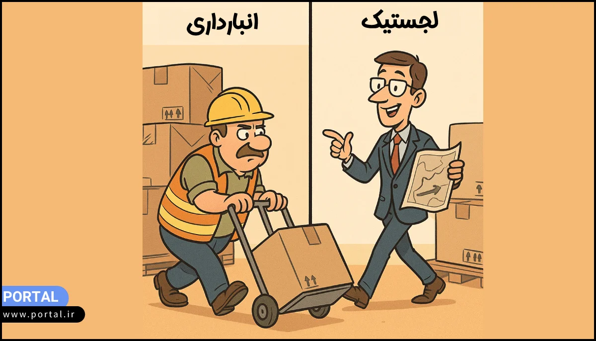 لجستیک-در-مقابل-انبار-عکس-کارتونی