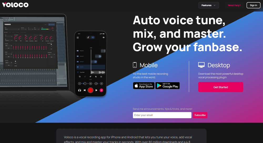 اپلیکیشن Voloco؛ ترکیب حذف صدا و تیون هوشمند (Auto-Tune)