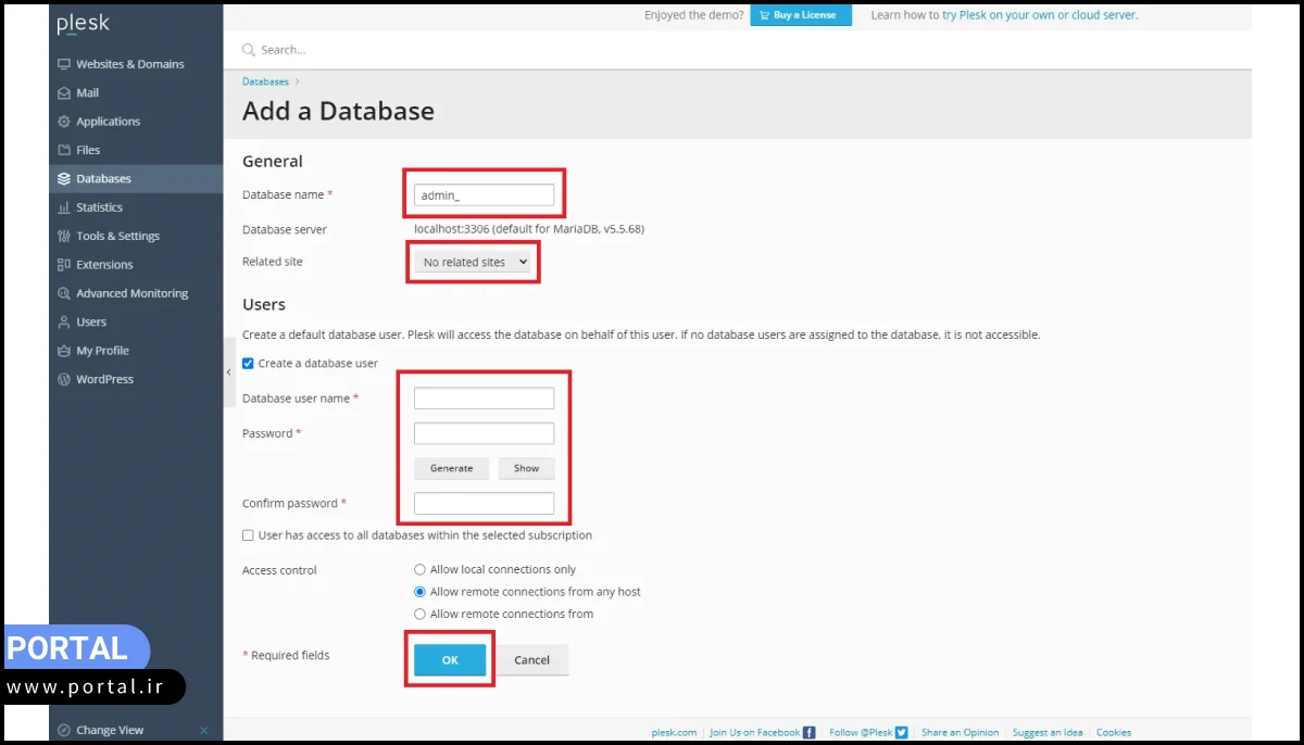 Database creation یا ایجاد پایگاه داده